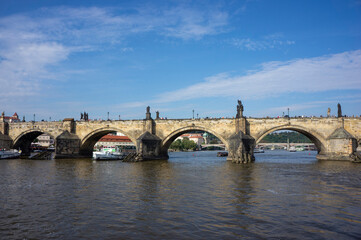Fototapeta na wymiar Scenic view on Prague old town and iconic Charles bridge, Czech Republic