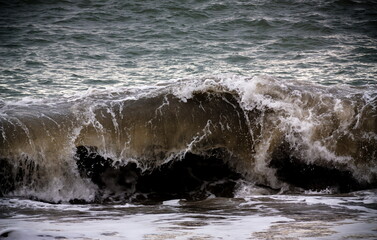 Waves details in the black sea.Batumi. Georgia