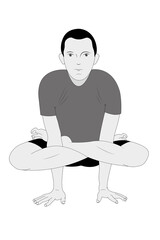 Man doing yoga and sitting in lotus position