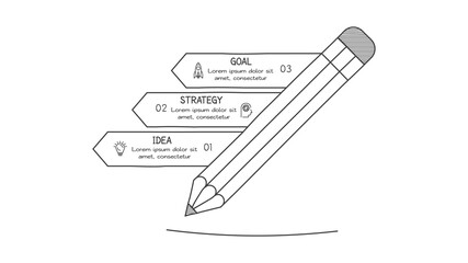 Doodle infographic elements with 3 options. Vector business template for presentation