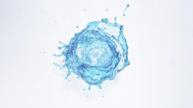 Super Slow Motion Shot of Water Vortex Splash Isolated on White Background at 1000fps.