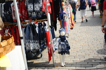 Fototapeta na wymiar Mannequin in handmade clothes in Finland