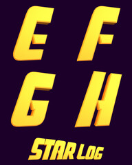 Star log Sci-Fi Yellow alphabet - 3D illustration