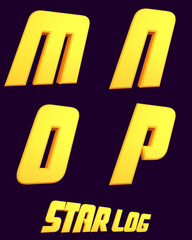 Star log Sci-Fi Yellow alphabet - 3D illustration