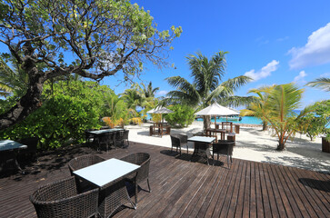 summer restaurant on a tropical island, Maldives