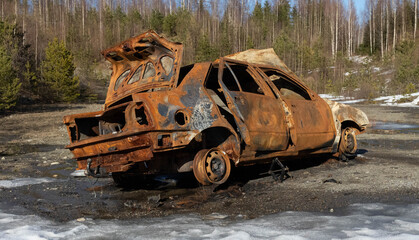 Burned Rusty Car