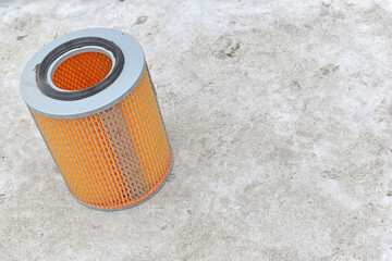 Orange car Filter with Iron Grille close-up