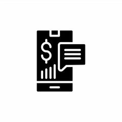 Mobile finance icon in glyph style. Vector icon illustration