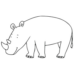 Vector illustration with a hippo in doodle style. a hippopotamus that you can paint.