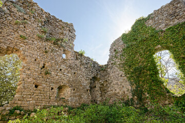 detail of old ruins of a castle near biassa a little village in la spezia