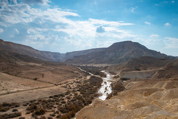 River Zin ,Negev desert, Israel in a winter flood.