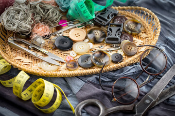 Items for rest and travel in composition on the table.