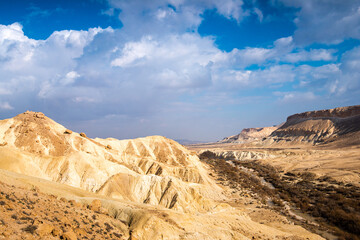 River Zin is flowing. Flood in the desert in Israel.