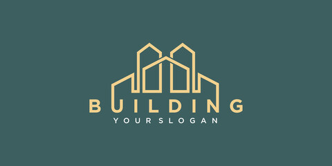 Building with line concept. city building abstract for company logo inspiration.  Premium Vector
