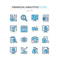 Financial analytics icons. Vector line icons set. Premium quality. Simple thin line design. Modern outline symbols collection, pictograms.