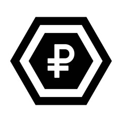 Ruble sign icon vector currency symbol for business and finance in a flat color glyph pictogram illustration
