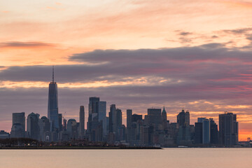 Fototapeta na wymiar New York City Amazing Sunrise Sky from Jersey City, Caven Point