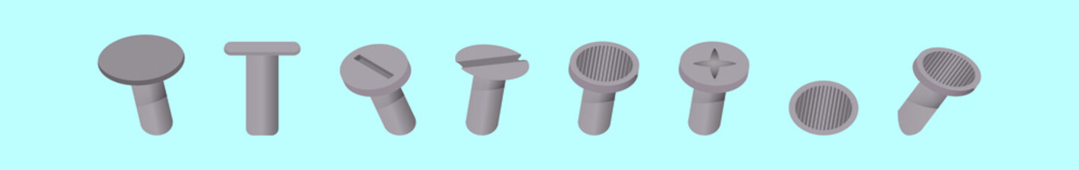 set of nail head cartoon icon design template with various models. vector illustration isolated on blue background