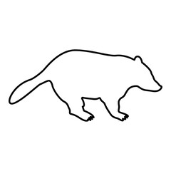 Badger animal wild Meles Taxus predatory mammal family kunihih Carnivore contour outline black color vector illustration flat style image
