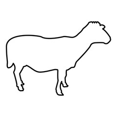 Sheep Ewe Domestic livestock Farm animal cloven hoofed Lamb cattle contour outline black color vector illustration flat style image