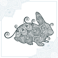 Rabbit Mandala. Vintage decorative elements. Oriental pattern, vector illustration.