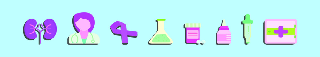 Obraz premium set of medical cartoon icon design template with various models. vector illustration isolated on blue background