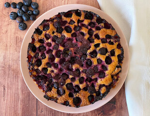 Sweet, homemade blueberry cake. Bakery concept.