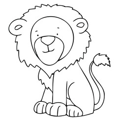 Vector image with a lion in doodle style. Lion cub for coloring.