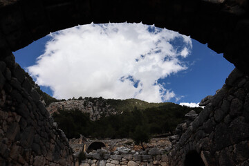 view from within of the Roman baths (thermae) of Arykanda, Turkey