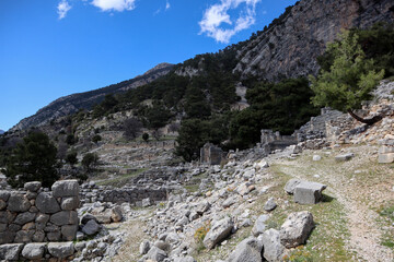 Fototapeta na wymiar panoramic view of the ruined ancient lycian city Arykanda in Turkey