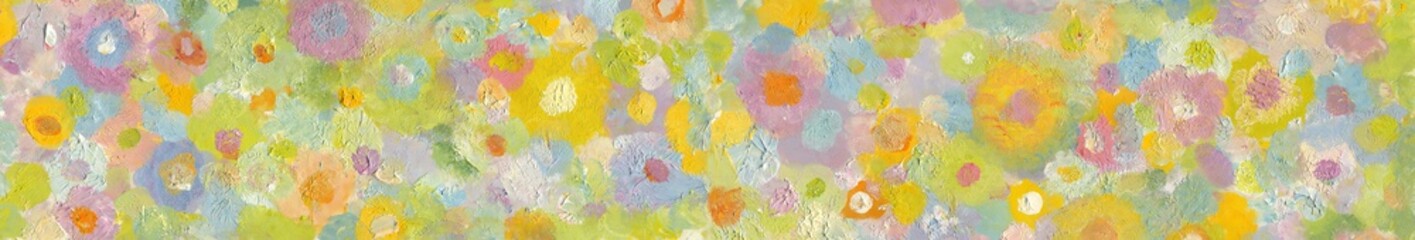 Pastel positive color stylized texture wide abstract background as kids room wallpaper, pattern, art print, tv art, etc.
Natural texture of oil paint. High-quality details.