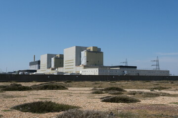 The nuclear power station at the Dungeness Headland, Kent, England. 