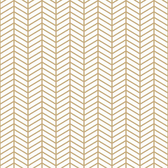 Simple geometric pattern with golden chevron pattern. Gold and white ornamental background. Abstract seamless texture in minimal style.