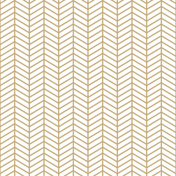 Simple geometric pattern with golden chevron pattern. Gold and white ornamental background. Abstract seamless texture in minimal style.