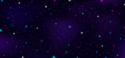 Night sky outer space stars nebula constellation on dark background.