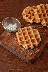 belgian waffles with icing sugar