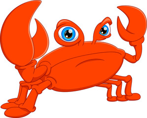 cartoon crab waving on white background