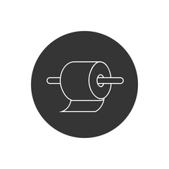 Toilet paper roll line white icon in flat. Vector