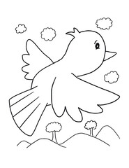 Cute Bird Cartoon Coloring Book Page Vector Illustration Art