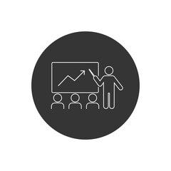 Seminar lecture line white icon. Vector graphics sign in flat