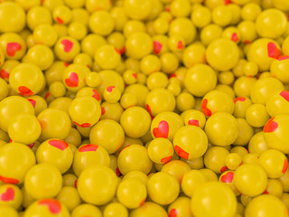 Ball with shape heart for valentines card. 3D illustration