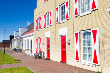 Street with colorful houses in Blauwestad