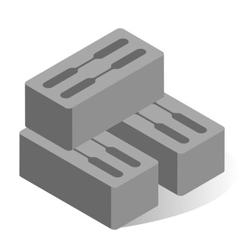 Cinder block vector flat illustration. Industrial cement block for building or construction work