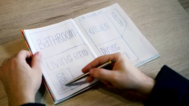 man drawing the plan of the house