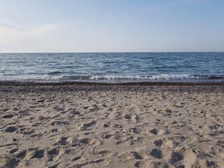 Sandy coast of the blue sea