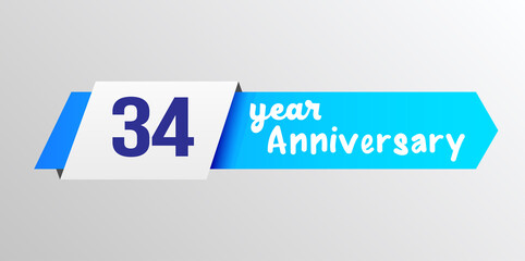 34 years anniversary celebration logo vector template design illustration