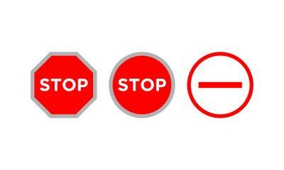 Traffic sign stop set. Prohibition sign. Vector illustration. on white background