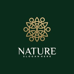 Collection of nature flower logo designs golden floral logo outline