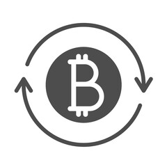 bitcoin digital money exchange silhouette vector icon isolated on white. bitcoin cryptocurrency icon for web, mobile apps, ui design and print