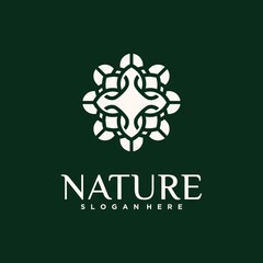 Fototapeta premium Collection of nature flower logo designs golden floral logo outline